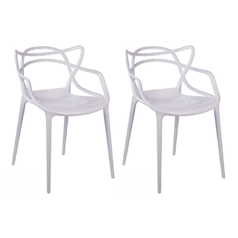 Scandinavian Design Open Back Arm Dining Chairs Plastic Side Chair White 2 Piece Set Clearhalo 'Dining Chairs' 'Dining Tables & Seating' 'dining_chair' 'furn' 'furn_dining_chair' 'Furniture' 'furniture_dining_chair' 'Kitchen & Dining Furniture' 4707480