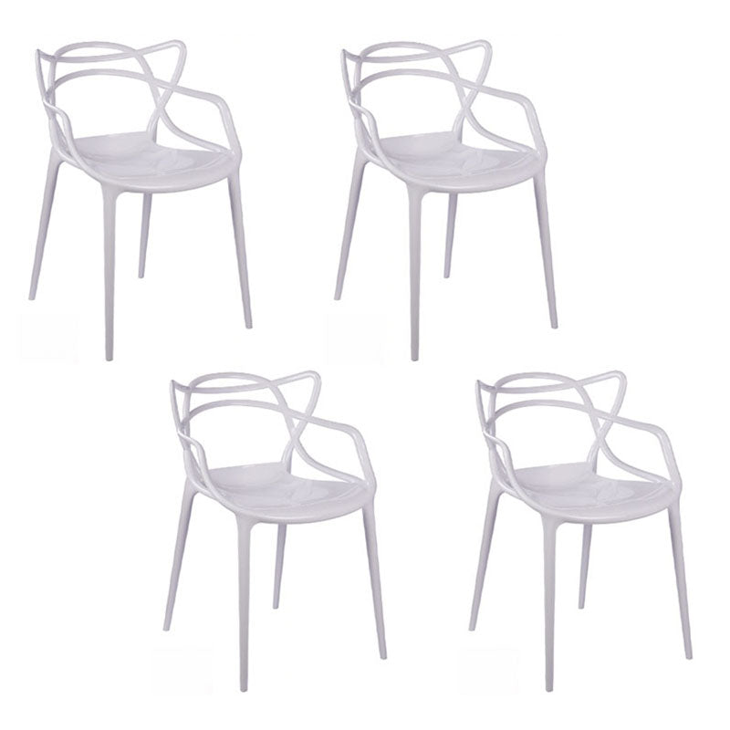 Scandinavian Design Open Back Arm Dining Chairs Plastic Side Chair White 4 Piece Set Clearhalo 'Dining Chairs' 'Dining Tables & Seating' 'dining_chair' 'furn' 'furn_dining_chair' 'Furniture' 'furniture_dining_chair' 'Kitchen & Dining Furniture' 4707483