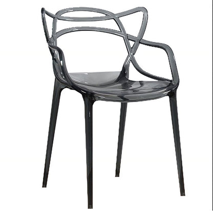 Scandinavian Design Open Back Arm Dining Chairs Plastic Side Chair Smoke Gray 1 Piece Clearhalo 'Dining Chairs' 'Dining Tables & Seating' 'dining_chair' 'furn' 'furn_dining_chair' 'Furniture' 'furniture_dining_chair' 'Kitchen & Dining Furniture' 4707491