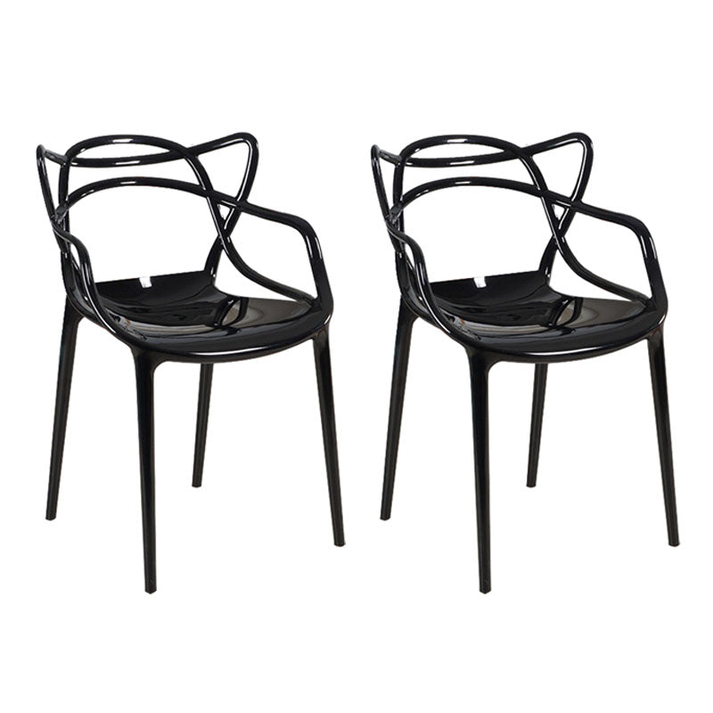 Scandinavian Design Open Back Arm Dining Chairs Plastic Side Chair Black 2 Piece Set Clearhalo 'Dining Chairs' 'Dining Tables & Seating' 'dining_chair' 'furn' 'furn_dining_chair' 'Furniture' 'furniture_dining_chair' 'Kitchen & Dining Furniture' 4707496