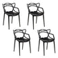 Scandinavian Design Open Back Arm Dining Chairs Plastic Side Chair Black 4 Piece Set Clearhalo 'Dining Chairs' 'Dining Tables & Seating' 'dining_chair' 'furn' 'furn_dining_chair' 'Furniture' 'furniture_dining_chair' 'Kitchen & Dining Furniture' 4707497