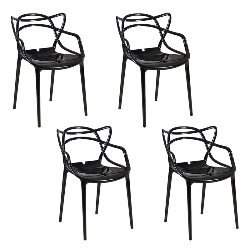Scandinavian Design Open Back Arm Dining Chairs Plastic Side Chair Black 4 Piece Set Clearhalo 'Dining Chairs' 'Dining Tables & Seating' 'dining_chair' 'furn' 'furn_dining_chair' 'Furniture' 'furniture_dining_chair' 'Kitchen & Dining Furniture' 4707497