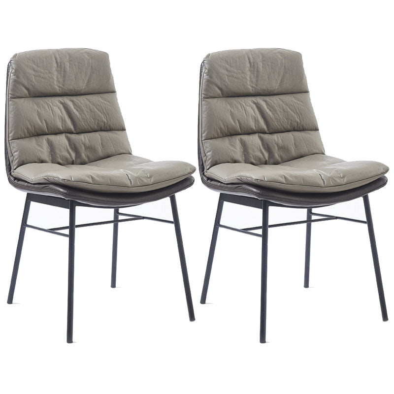 Contemporary Dining Chair Armless Chairs with Metal Legs for Kitchen Grey 2 Piece Set Clearhalo 'Dining Chairs' 'Dining Tables & Seating' 'dining_chair' 'furn' 'furn_dining_chair' 'Furniture' 'furniture_dining_chair' 'Kitchen & Dining Furniture' 4707501