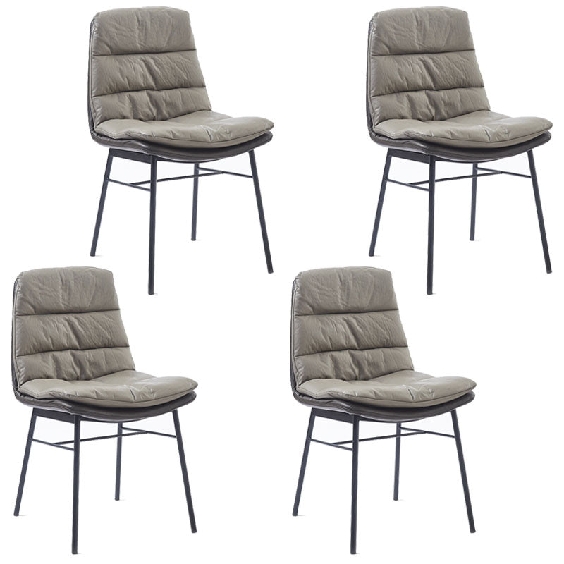 Contemporary Dining Chair Armless Chairs with Metal Legs for Kitchen Grey 4 Piece Set Clearhalo 'Dining Chairs' 'Dining Tables & Seating' 'dining_chair' 'furn' 'furn_dining_chair' 'Furniture' 'furniture_dining_chair' 'Kitchen & Dining Furniture' 4707503