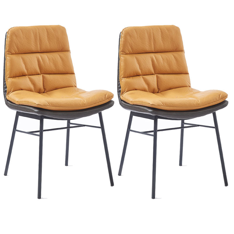 Contemporary Dining Chair Armless Chairs with Metal Legs for Kitchen Orange 2 Piece Set Clearhalo 'Dining Chairs' 'Dining Tables & Seating' 'dining_chair' 'furn' 'furn_dining_chair' 'Furniture' 'furniture_dining_chair' 'Kitchen & Dining Furniture' 4707507