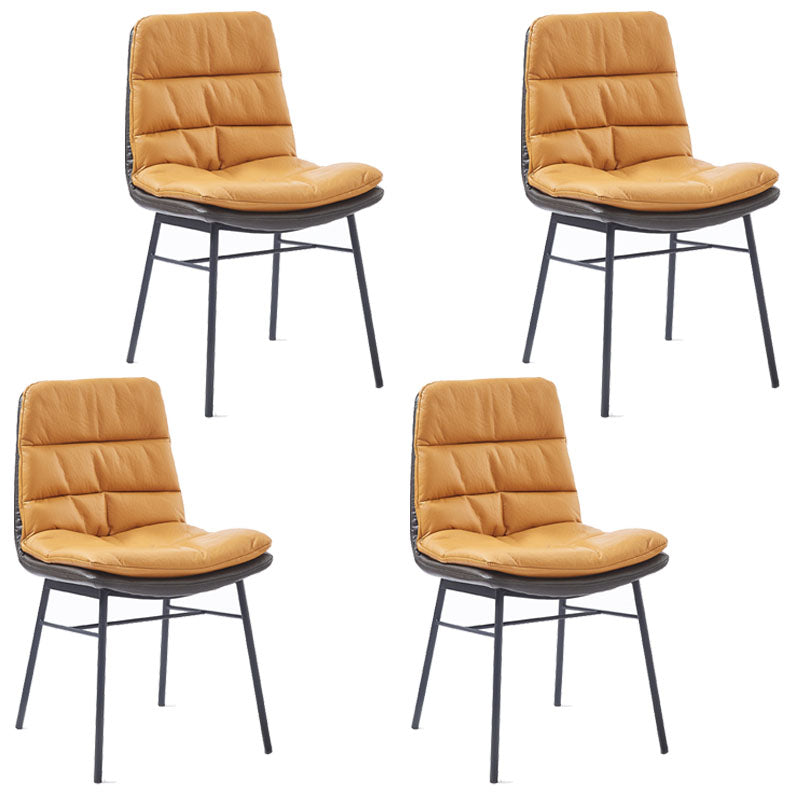 Contemporary Dining Chair Armless Chairs with Metal Legs for Kitchen Orange 4 Piece Set Clearhalo 'Dining Chairs' 'Dining Tables & Seating' 'dining_chair' 'furn' 'furn_dining_chair' 'Furniture' 'furniture_dining_chair' 'Kitchen & Dining Furniture' 4707509
