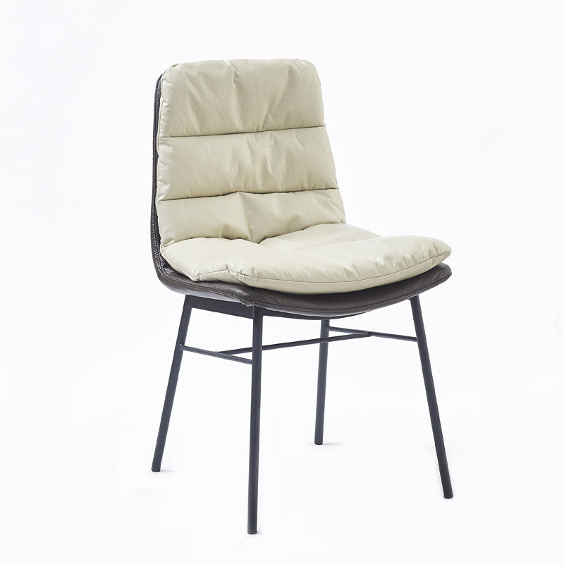 Contemporary Dining Chair Armless Chairs with Metal Legs for Kitchen Off-White 1 Piece Clearhalo 'Dining Chairs' 'Dining Tables & Seating' 'dining_chair' 'furn' 'furn_dining_chair' 'Furniture' 'furniture_dining_chair' 'Kitchen & Dining Furniture' 4707511