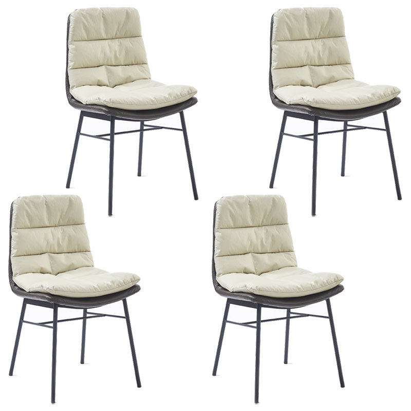 Contemporary Dining Chair Armless Chairs with Metal Legs for Kitchen Off-White 4 Piece Set Clearhalo 'Dining Chairs' 'Dining Tables & Seating' 'dining_chair' 'furn' 'furn_dining_chair' 'Furniture' 'furniture_dining_chair' 'Kitchen & Dining Furniture' 4707515