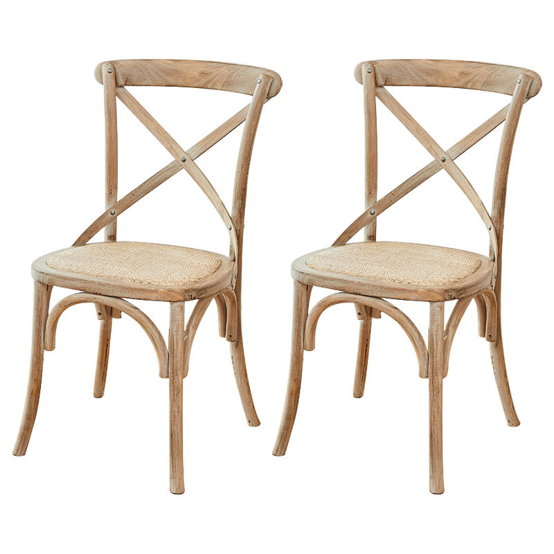 Traditional Wood Kitchen Dining Room Chair Cross Back Side Chair Light Khaki 2 Piece Set Clearhalo 'Dining Chairs' 'Dining Tables & Seating' 'dining_chair' 'furn' 'furn_dining_chair' 'Furniture' 'furniture_dining_chair' 'Kitchen & Dining Furniture' 4707531