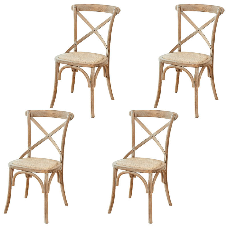 Traditional Wood Kitchen Dining Room Chair Cross Back Side Chair Light Khaki 4 Piece Set Clearhalo 'Dining Chairs' 'Dining Tables & Seating' 'dining_chair' 'furn' 'furn_dining_chair' 'Furniture' 'furniture_dining_chair' 'Kitchen & Dining Furniture' 4707533