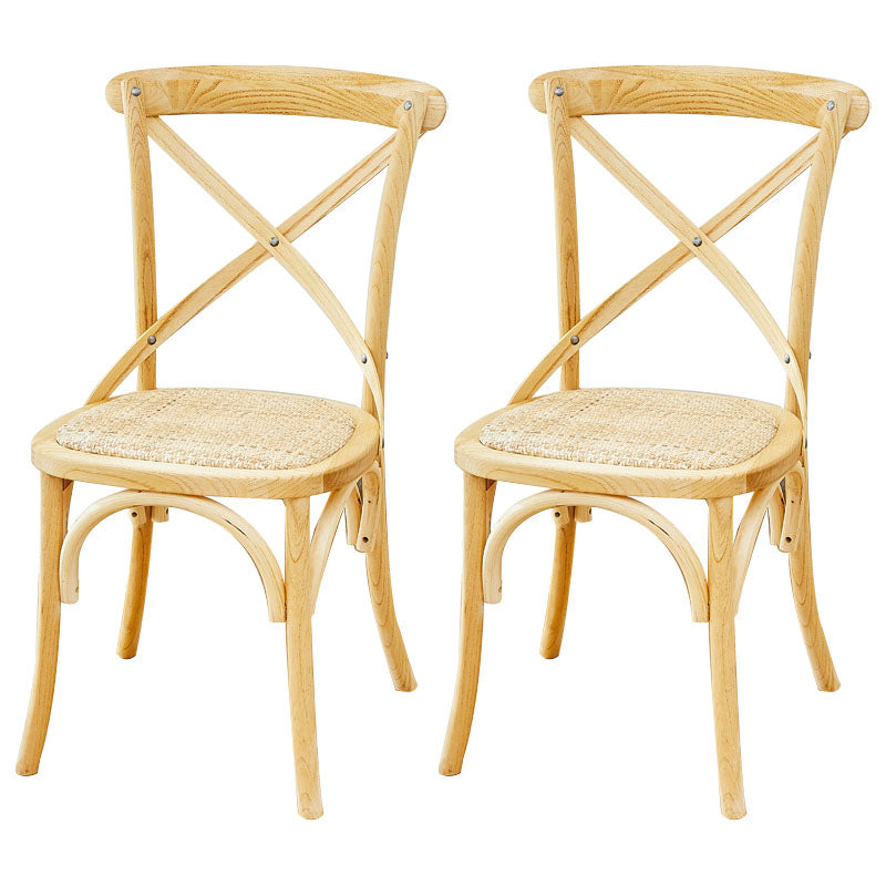 Traditional Wood Kitchen Dining Room Chair Cross Back Side Chair Wood 2 Piece Set Clearhalo 'Dining Chairs' 'Dining Tables & Seating' 'dining_chair' 'furn' 'furn_dining_chair' 'Furniture' 'furniture_dining_chair' 'Kitchen & Dining Furniture' 4707536