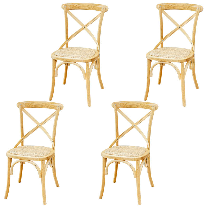 Traditional Wood Kitchen Dining Room Chair Cross Back Side Chair Wood 4 Piece Set Clearhalo 'Dining Chairs' 'Dining Tables & Seating' 'dining_chair' 'furn' 'furn_dining_chair' 'Furniture' 'furniture_dining_chair' 'Kitchen & Dining Furniture' 4707538