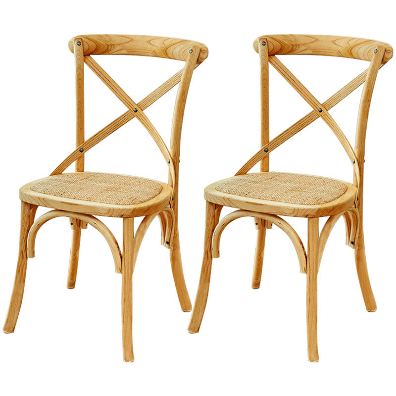 Traditional Wood Kitchen Dining Room Chair Cross Back Side Chair Khaki 2 Piece Set Clearhalo 'Dining Chairs' 'Dining Tables & Seating' 'dining_chair' 'furn' 'furn_dining_chair' 'Furniture' 'furniture_dining_chair' 'Kitchen & Dining Furniture' 4707542