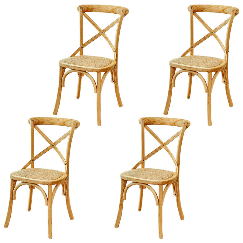 Traditional Wood Kitchen Dining Room Chair Cross Back Side Chair Khaki 4 Piece Set Clearhalo 'Dining Chairs' 'Dining Tables & Seating' 'dining_chair' 'furn' 'furn_dining_chair' 'Furniture' 'furniture_dining_chair' 'Kitchen & Dining Furniture' 4707544