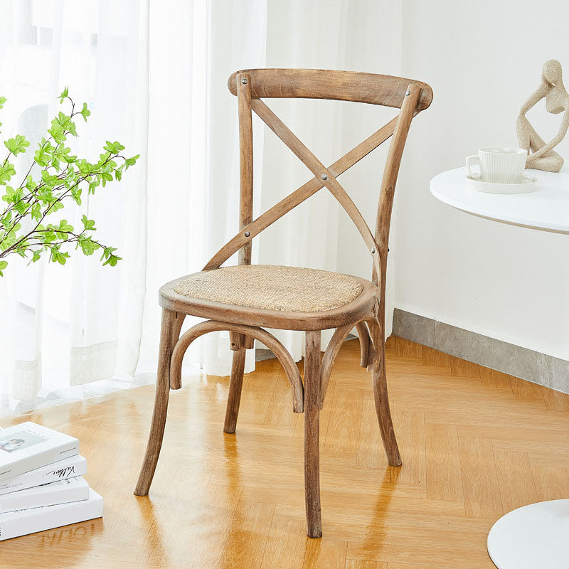 Traditional Wood Kitchen Dining Room Chair Cross Back Side Chair Smoke Gray 1 Piece Clearhalo 'Dining Chairs' 'Dining Tables & Seating' 'dining_chair' 'furn' 'furn_dining_chair' 'Furniture' 'furniture_dining_chair' 'Kitchen & Dining Furniture' 4707546