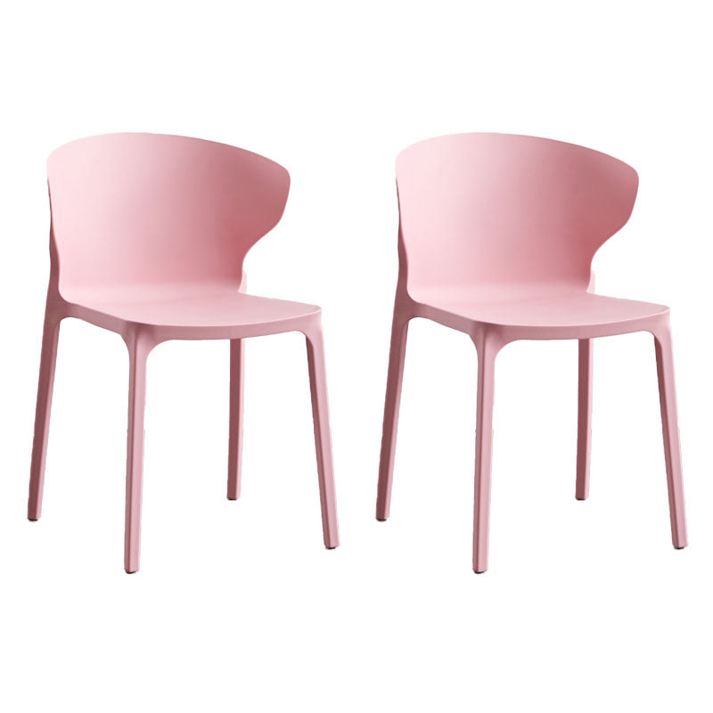 Scandinavian Plastic Dining Armless Chair Wingback Side Chair Pink 2 Piece Set Clearhalo 'Dining Chairs' 'Dining Tables & Seating' 'dining_chair' 'furn' 'furn_dining_chair' 'Furniture' 'furniture_dining_chair' 'Kitchen & Dining Furniture' 4707552
