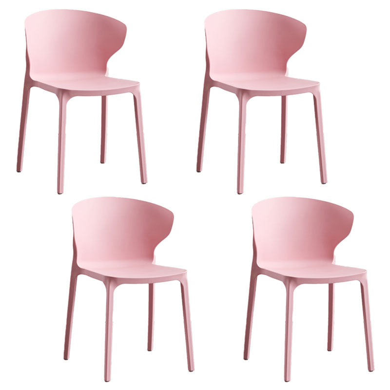 Scandinavian Plastic Dining Armless Chair Wingback Side Chair Pink 4 Piece Set Clearhalo 'Dining Chairs' 'Dining Tables & Seating' 'dining_chair' 'furn' 'furn_dining_chair' 'Furniture' 'furniture_dining_chair' 'Kitchen & Dining Furniture' 4707555