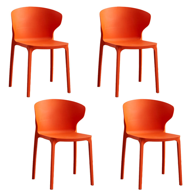 Scandinavian Plastic Dining Armless Chair Wingback Side Chair Orange 4 Piece Set Clearhalo 'Dining Chairs' 'Dining Tables & Seating' 'dining_chair' 'furn' 'furn_dining_chair' 'Furniture' 'furniture_dining_chair' 'Kitchen & Dining Furniture' 4707566