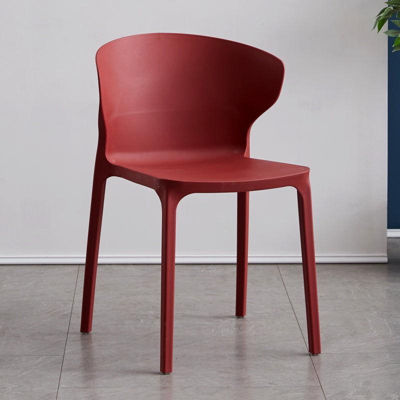 Scandinavian Plastic Dining Armless Chair Wingback Side Chair Burgundy 1 Piece Clearhalo 'Dining Chairs' 'Dining Tables & Seating' 'dining_chair' 'furn' 'furn_dining_chair' 'Furniture' 'furniture_dining_chair' 'Kitchen & Dining Furniture' 4707569