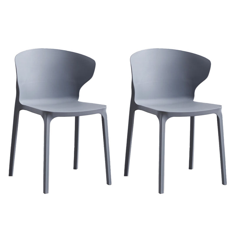 Scandinavian Plastic Dining Armless Chair Wingback Side Chair Dark Gray 2 Piece Set Clearhalo 'Dining Chairs' 'Dining Tables & Seating' 'dining_chair' 'furn' 'furn_dining_chair' 'Furniture' 'furniture_dining_chair' 'Kitchen & Dining Furniture' 4707577