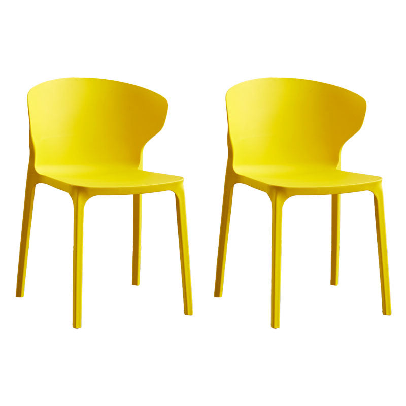Scandinavian Plastic Dining Armless Chair Wingback Side Chair Yellow 2 Piece Set Clearhalo 'Dining Chairs' 'Dining Tables & Seating' 'dining_chair' 'furn' 'furn_dining_chair' 'Furniture' 'furniture_dining_chair' 'Kitchen & Dining Furniture' 4707581