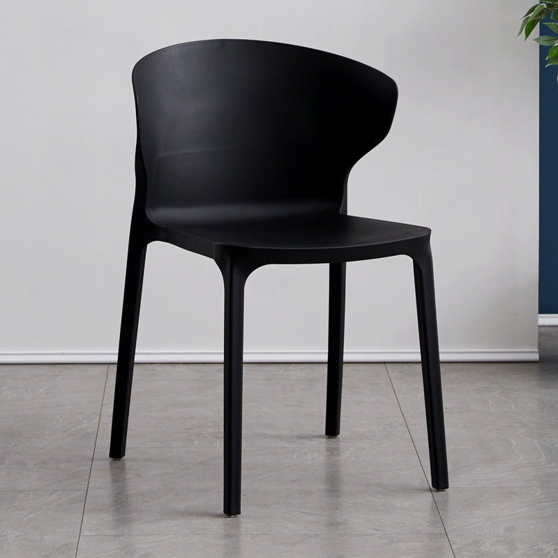 Scandinavian Plastic Dining Armless Chair Wingback Side Chair Black 1 Piece Clearhalo 'Dining Chairs' 'Dining Tables & Seating' 'dining_chair' 'furn' 'furn_dining_chair' 'Furniture' 'furniture_dining_chair' 'Kitchen & Dining Furniture' 4707589