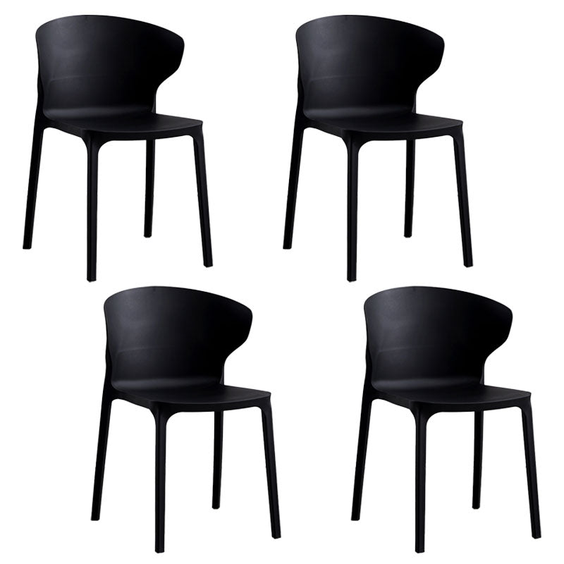Scandinavian Plastic Dining Armless Chair Wingback Side Chair Black 4 Piece Set Clearhalo 'Dining Chairs' 'Dining Tables & Seating' 'dining_chair' 'furn' 'furn_dining_chair' 'Furniture' 'furniture_dining_chair' 'Kitchen & Dining Furniture' 4707591