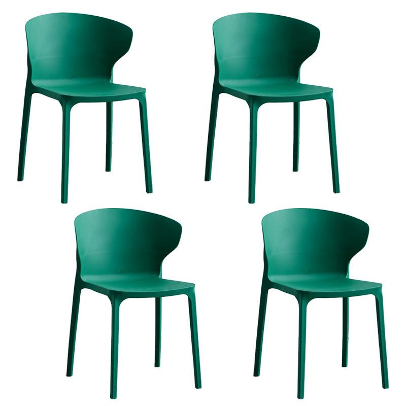 Scandinavian Plastic Dining Armless Chair Wingback Side Chair Dark Green 4 Piece Set Clearhalo 'Dining Chairs' 'Dining Tables & Seating' 'dining_chair' 'furn' 'furn_dining_chair' 'Furniture' 'furniture_dining_chair' 'Kitchen & Dining Furniture' 4707594