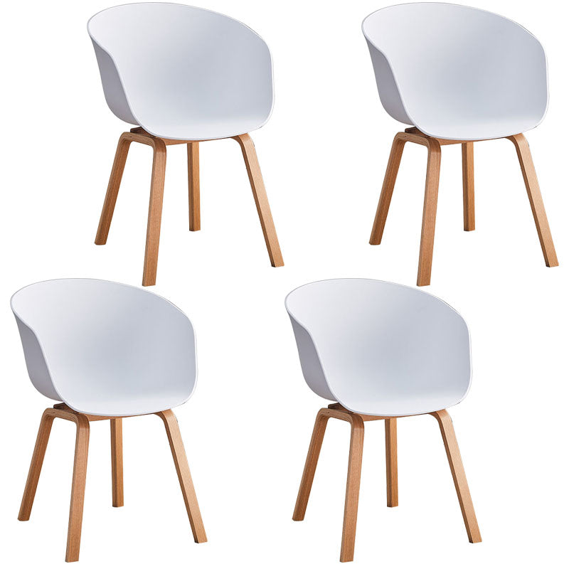 Contemporary Dining Chair Arm Chairs with Wooden Legs for Kitchen White Set of 4 Clearhalo 'Dining Chairs' 'Dining Tables & Seating' 'dining_chair' 'Furniture' 'furniture_dining_chair' 'Kitchen & Dining Furniture' 4707600