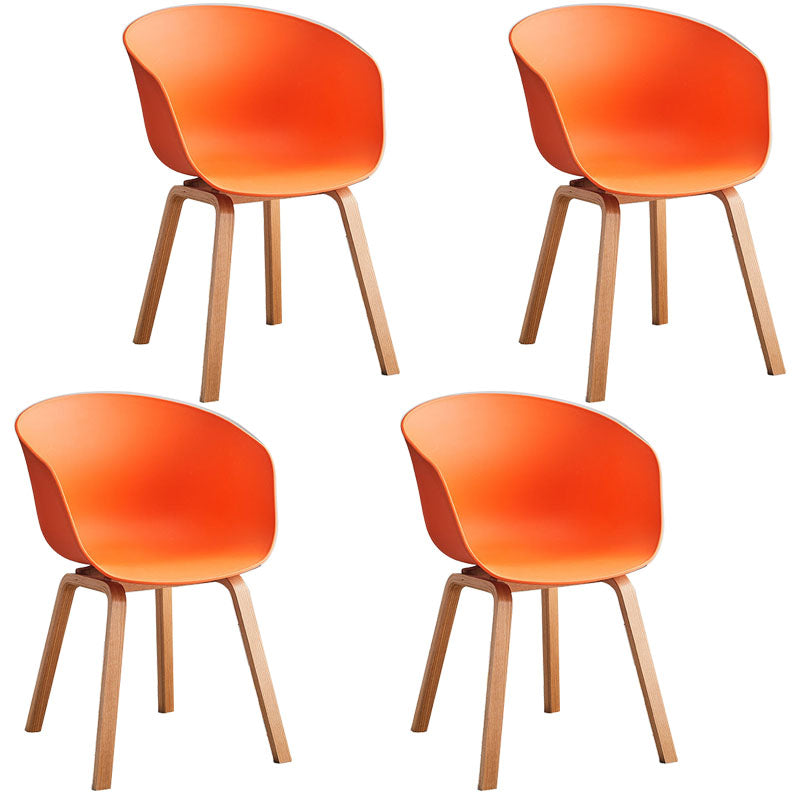 Contemporary Dining Chair Arm Chairs with Wooden Legs for Kitchen Orange Set of 4 Clearhalo 'Dining Chairs' 'Dining Tables & Seating' 'dining_chair' 'Furniture' 'furniture_dining_chair' 'Kitchen & Dining Furniture' 4707604