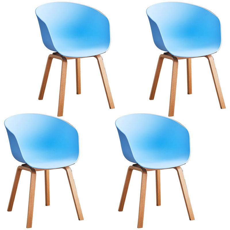 Contemporary Dining Chair Arm Chairs with Wooden Legs for Kitchen Blue Set of 4 Clearhalo 'Dining Chairs' 'Dining Tables & Seating' 'dining_chair' 'Furniture' 'furniture_dining_chair' 'Kitchen & Dining Furniture' 4707606