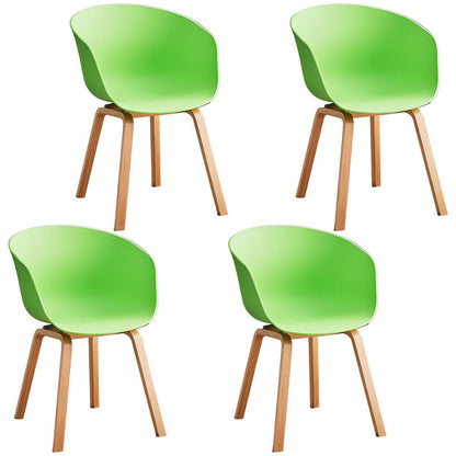 Contemporary Dining Chair Arm Chairs with Wooden Legs for Kitchen Green Set of 4 Clearhalo 'Dining Chairs' 'Dining Tables & Seating' 'dining_chair' 'Furniture' 'furniture_dining_chair' 'Kitchen & Dining Furniture' 4707609