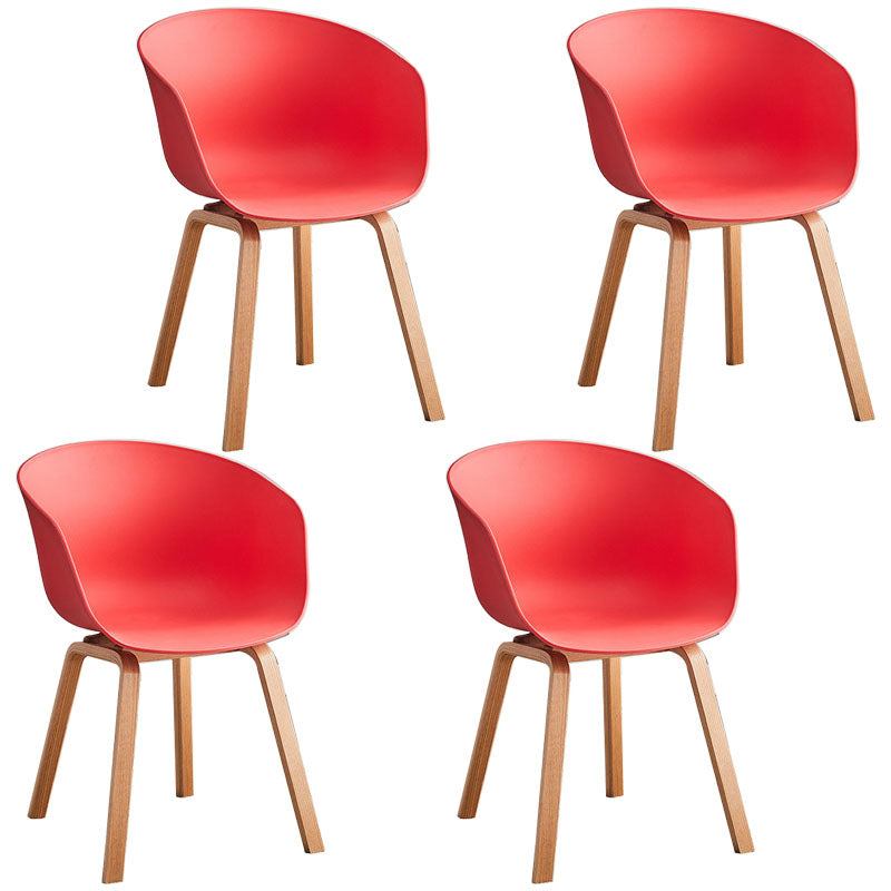 Contemporary Dining Chair Arm Chairs with Wooden Legs for Kitchen Red Set of 4 Clearhalo 'Dining Chairs' 'Dining Tables & Seating' 'dining_chair' 'Furniture' 'furniture_dining_chair' 'Kitchen & Dining Furniture' 4707611
