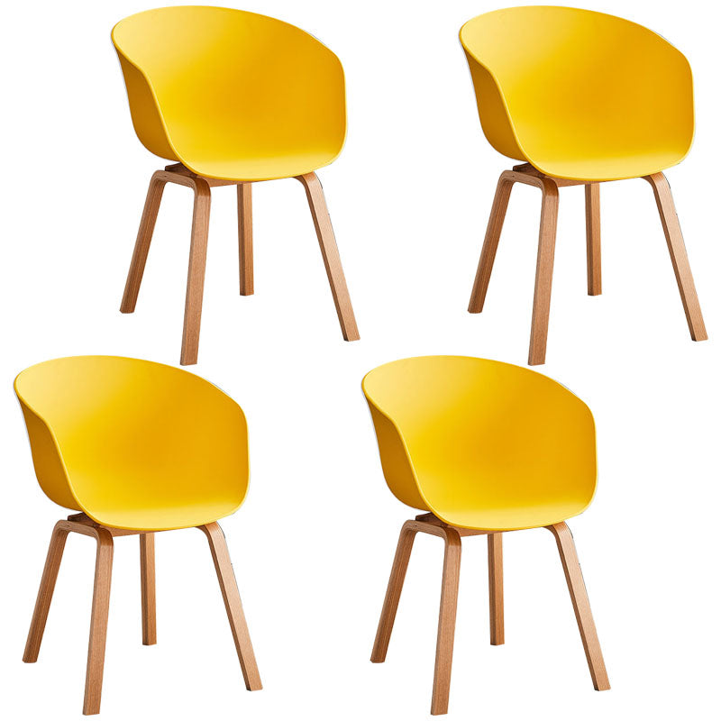 Contemporary Dining Chair Arm Chairs with Wooden Legs for Kitchen Yellow Set of 4 Clearhalo 'Dining Chairs' 'Dining Tables & Seating' 'dining_chair' 'Furniture' 'furniture_dining_chair' 'Kitchen & Dining Furniture' 4707613