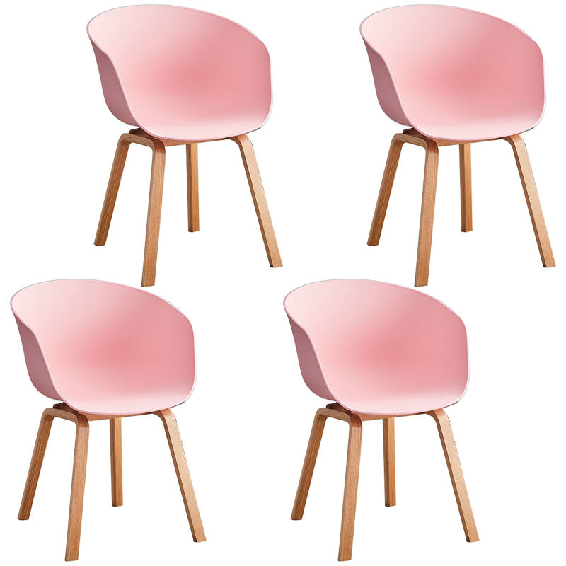 Contemporary Dining Chair Arm Chairs with Wooden Legs for Kitchen Pink Set of 4 Clearhalo 'Dining Chairs' 'Dining Tables & Seating' 'dining_chair' 'Furniture' 'furniture_dining_chair' 'Kitchen & Dining Furniture' 4707615