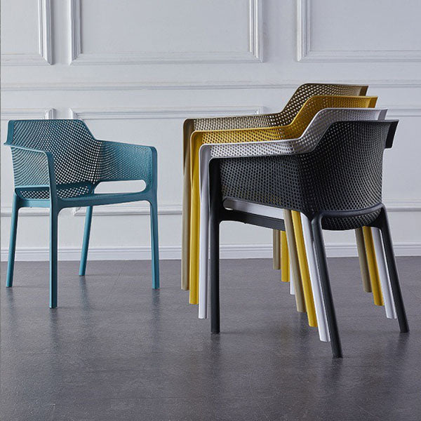 Scandinavian Plastic Kitchen Dining Room Arm Chair Solid Back Chair Clearhalo 'Dining Chairs' 'Dining Tables & Seating' 'dining_chair' 'Furniture' 'furniture_dining_chair' 'Kitchen & Dining Furniture' 4707621