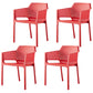 Scandinavian Plastic Kitchen Dining Room Arm Chair Solid Back Chair Red Set of 4 Clearhalo 'Dining Chairs' 'Dining Tables & Seating' 'dining_chair' 'Furniture' 'furniture_dining_chair' 'Kitchen & Dining Furniture' 4707623