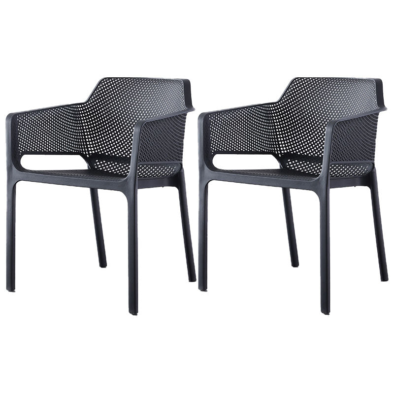 Scandinavian Plastic Kitchen Dining Room Arm Chair Solid Back Chair Black Set of 2 Clearhalo 'Dining Chairs' 'Dining Tables & Seating' 'dining_chair' 'Furniture' 'furniture_dining_chair' 'Kitchen & Dining Furniture' 4707632
