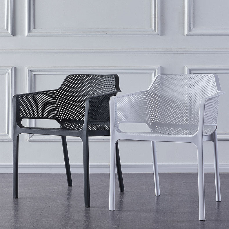Scandinavian Plastic Kitchen Dining Room Arm Chair Solid Back Chair Clearhalo 'Dining Chairs' 'Dining Tables & Seating' 'dining_chair' 'Furniture' 'furniture_dining_chair' 'Kitchen & Dining Furniture' 4707635