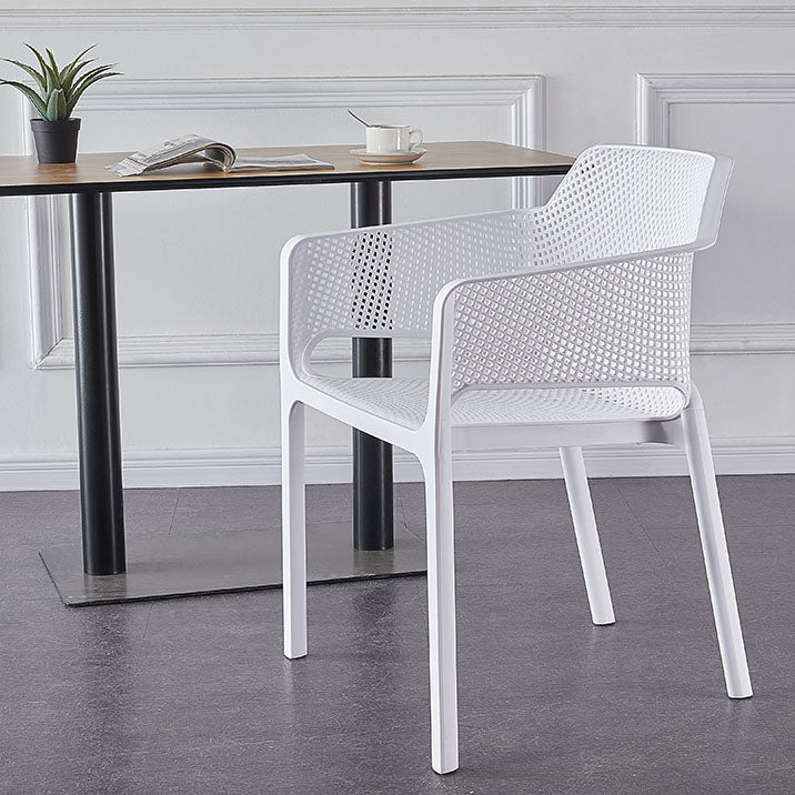 Scandinavian Plastic Kitchen Dining Room Arm Chair Solid Back Chair Clearhalo 'Dining Chairs' 'Dining Tables & Seating' 'dining_chair' 'Furniture' 'furniture_dining_chair' 'Kitchen & Dining Furniture' 4707640