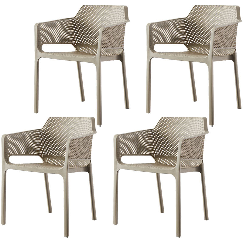 Scandinavian Plastic Kitchen Dining Room Arm Chair Solid Back Chair Camel Set of 4 Clearhalo 'Dining Chairs' 'Dining Tables & Seating' 'dining_chair' 'Furniture' 'furniture_dining_chair' 'Kitchen & Dining Furniture' 4707641