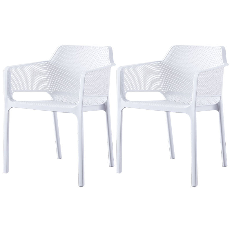 Scandinavian Plastic Kitchen Dining Room Arm Chair Solid Back Chair White Set of 2 Clearhalo 'Dining Chairs' 'Dining Tables & Seating' 'dining_chair' 'Furniture' 'furniture_dining_chair' 'Kitchen & Dining Furniture' 4707643