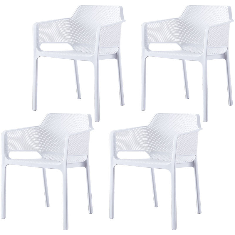 Scandinavian Plastic Kitchen Dining Room Arm Chair Solid Back Chair White Set of 4 Clearhalo 'Dining Chairs' 'Dining Tables & Seating' 'dining_chair' 'Furniture' 'furniture_dining_chair' 'Kitchen & Dining Furniture' 4707644