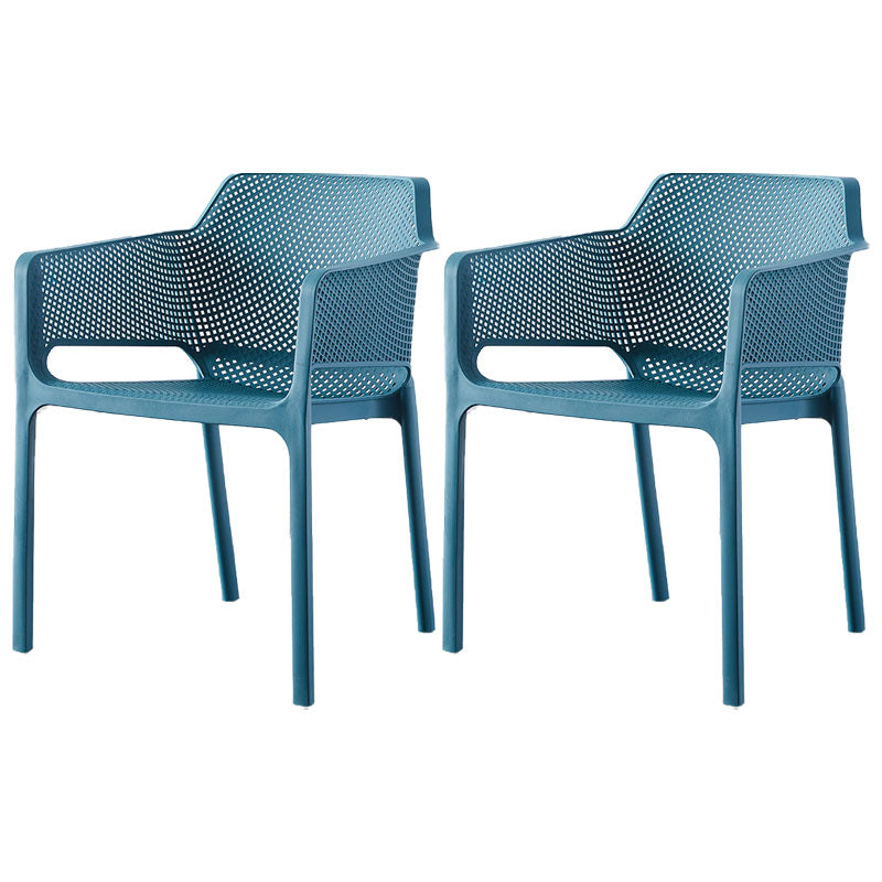 Scandinavian Plastic Kitchen Dining Room Arm Chair Solid Back Chair Peacock Blue Set of 2 Clearhalo 'Dining Chairs' 'Dining Tables & Seating' 'dining_chair' 'Furniture' 'furniture_dining_chair' 'Kitchen & Dining Furniture' 4707646