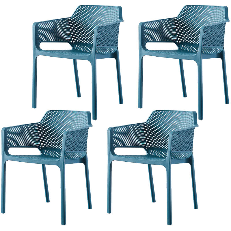 Scandinavian Plastic Kitchen Dining Room Arm Chair Solid Back Chair Peacock Blue Set of 4 Clearhalo 'Dining Chairs' 'Dining Tables & Seating' 'dining_chair' 'Furniture' 'furniture_dining_chair' 'Kitchen & Dining Furniture' 4707647