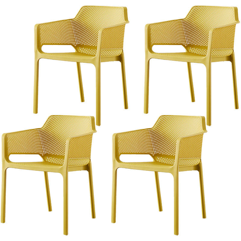 Scandinavian Plastic Kitchen Dining Room Arm Chair Solid Back Chair Ginger Set of 4 Clearhalo 'Dining Chairs' 'Dining Tables & Seating' 'dining_chair' 'Furniture' 'furniture_dining_chair' 'Kitchen & Dining Furniture' 4707650
