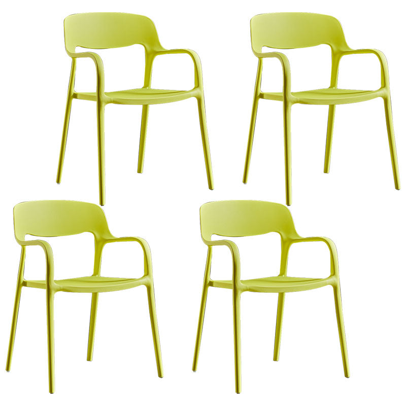 Modern Stackable Chair Dining Arm Open Back Chairs with Plastic Legs for Kitchen Yellow 4 Piece Set Clearhalo 'Dining Chairs' 'Dining Tables & Seating' 'dining_chair' 'furn' 'furn_dining_chair' 'Furniture' 'furniture_dining_chair' 'Kitchen & Dining Furniture' 4707653