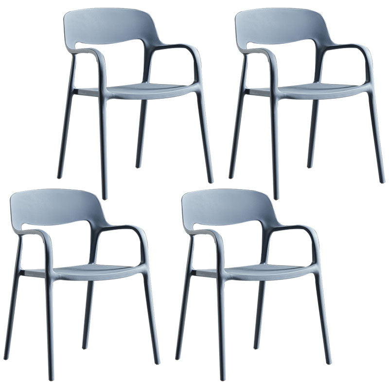 Modern Stackable Chair Dining Arm Open Back Chairs with Plastic Legs for Kitchen Grey 4 Piece Set Clearhalo 'Dining Chairs' 'Dining Tables & Seating' 'dining_chair' 'furn' 'furn_dining_chair' 'Furniture' 'furniture_dining_chair' 'Kitchen & Dining Furniture' 4707660