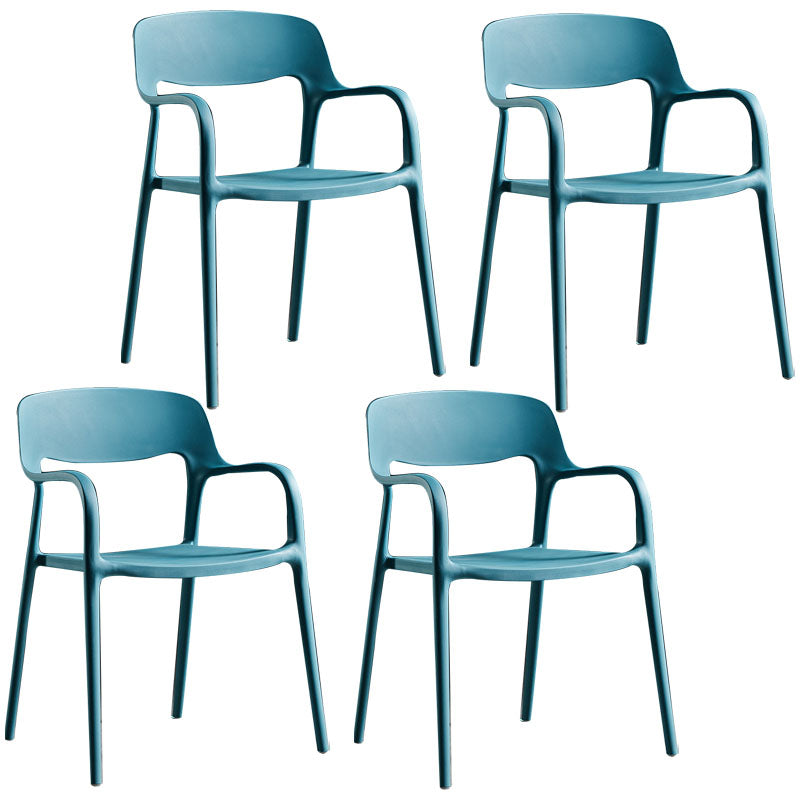 Modern Stackable Chair Dining Arm Open Back Chairs with Plastic Legs for Kitchen Peacock Blue 4 Piece Set Clearhalo 'Dining Chairs' 'Dining Tables & Seating' 'dining_chair' 'furn' 'furn_dining_chair' 'Furniture' 'furniture_dining_chair' 'Kitchen & Dining Furniture' 4707667