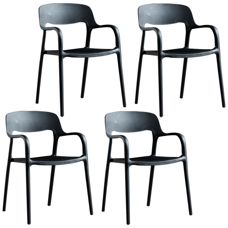Modern Stackable Chair Dining Arm Open Back Chairs with Plastic Legs for Kitchen Black 4 Piece Set Clearhalo 'Dining Chairs' 'Dining Tables & Seating' 'dining_chair' 'furn' 'furn_dining_chair' 'Furniture' 'furniture_dining_chair' 'Kitchen & Dining Furniture' 4707669